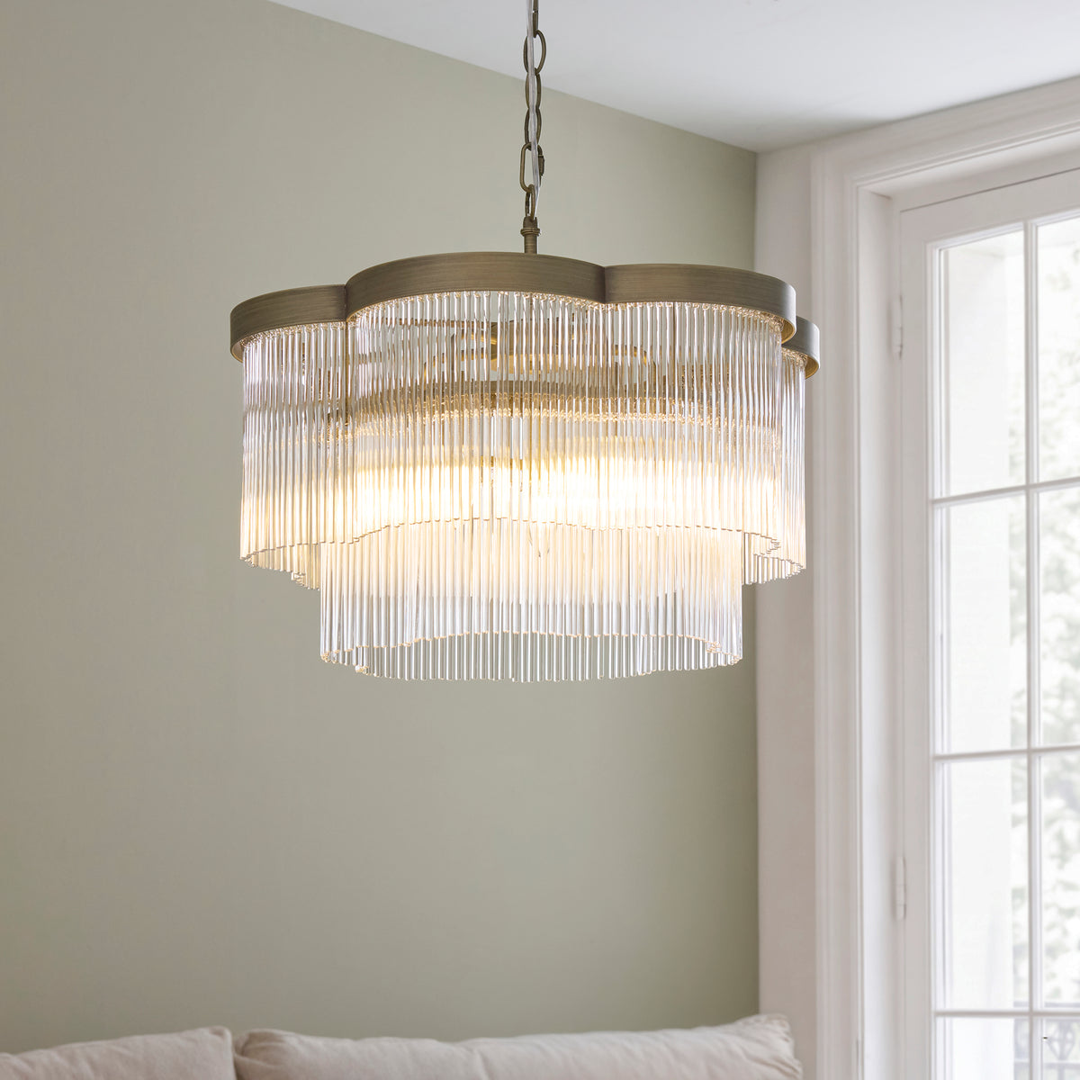 Endon Lucille 5lt Pendant Antique brass & clear glass