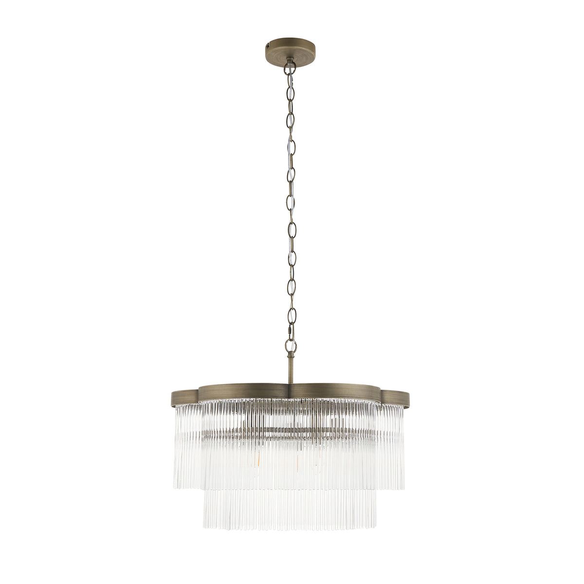 Endon Lucille 5lt Pendant Antique brass & clear glass