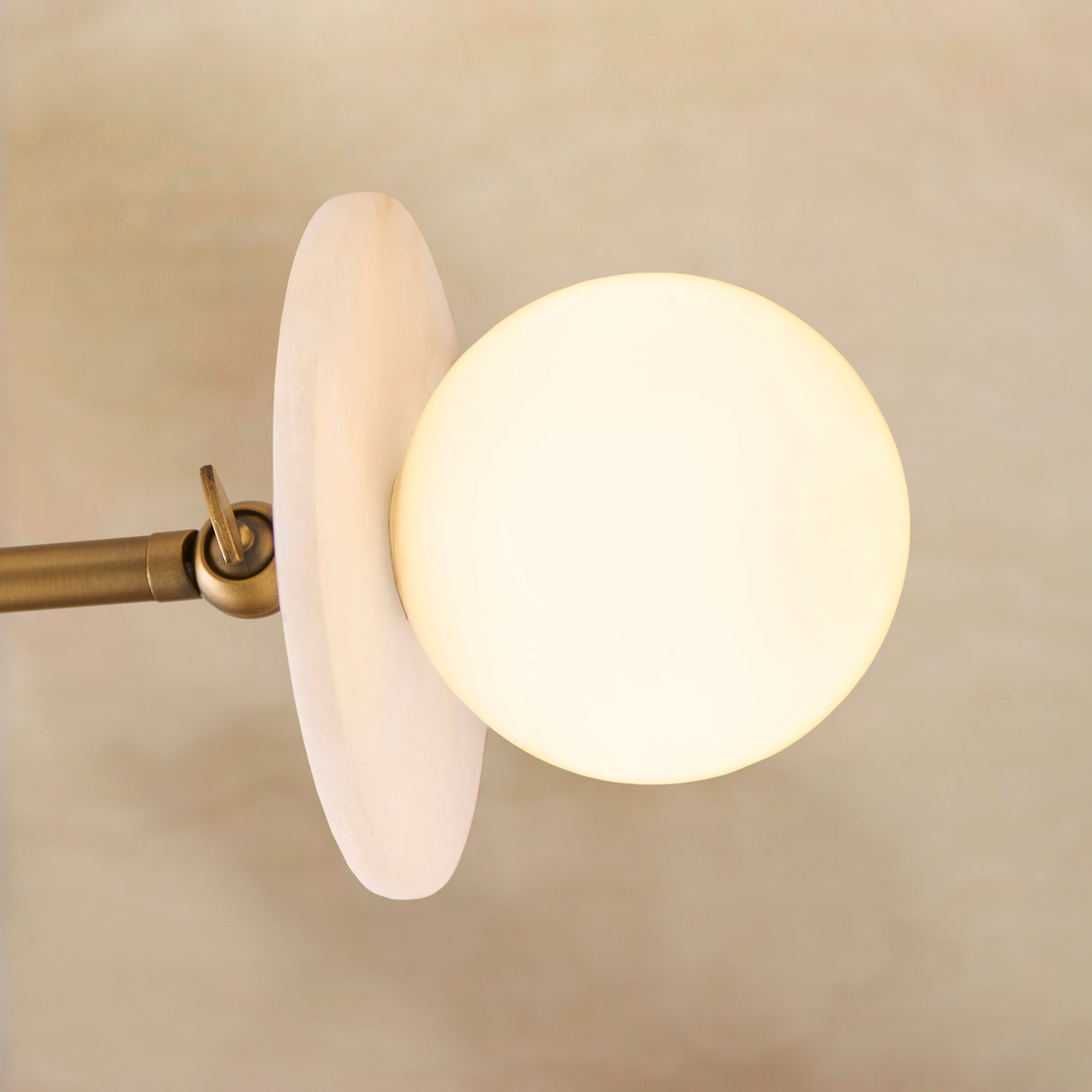 Endon Cerchio 3lt Semi Flush Warm Antique Brass, Alabaster Stone & Gloss White Glass