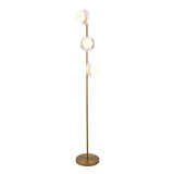 Endon Cerchio 3lt Floor Lamp Warm Antique Brass, Alabaster Stone & Gloss White Glass