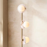 Endon Cerchio 3lt Floor Lamp Warm Antique Brass, Alabaster Stone & Gloss White Glass