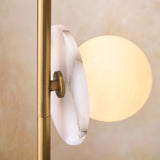 Endon Cerchio 3lt Floor Lamp Warm Antique Brass, Alabaster Stone & Gloss White Glass