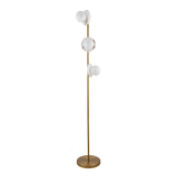 Endon Cerchio 3lt Floor Lamp Warm Antique Brass, Alabaster Stone & Gloss White Glass