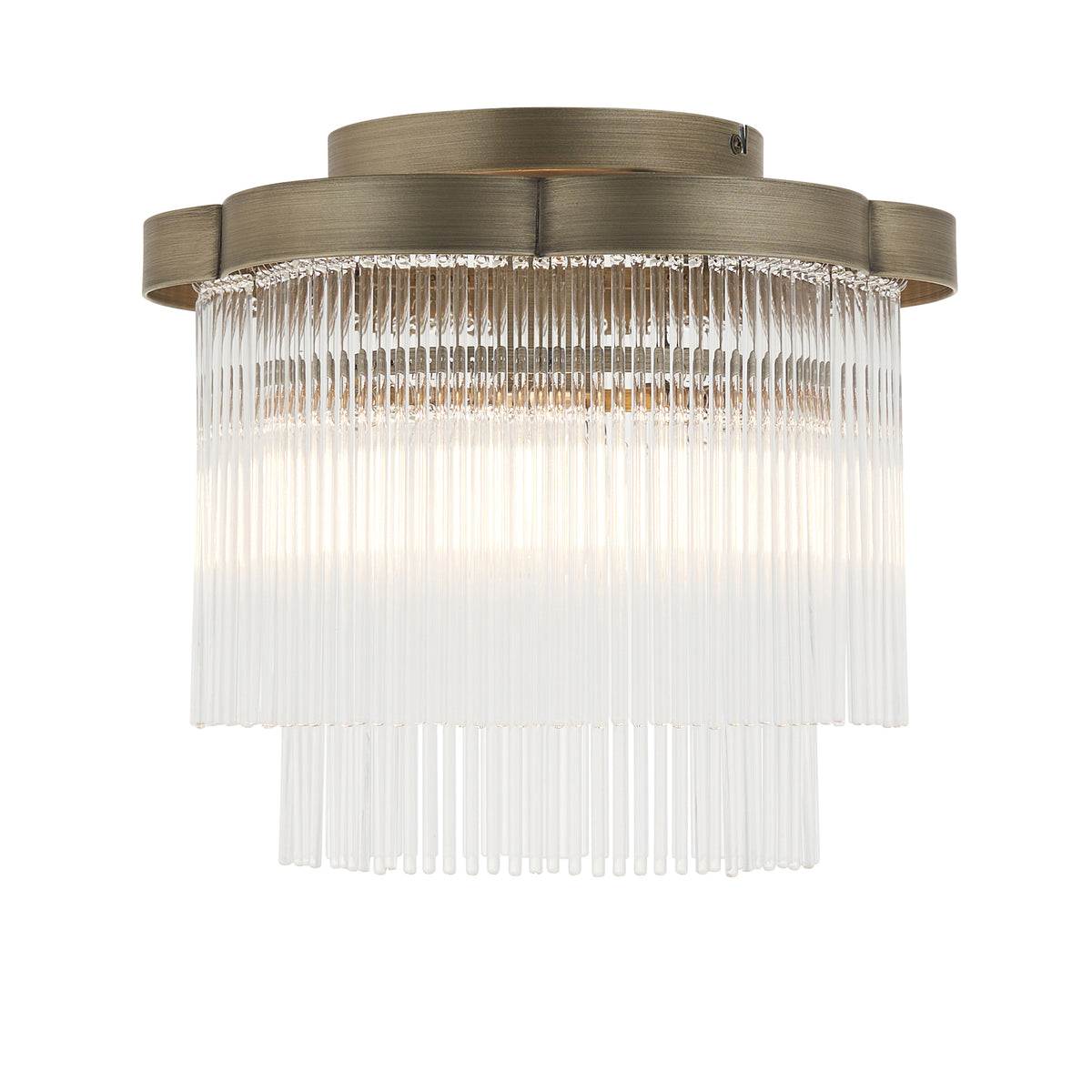 Endon Lucille Flush Antique brass & clear glass