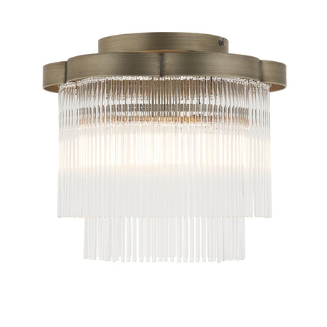 Endon Lucille Flush Antique brass & clear glass