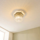 Endon Lucille Flush Antique brass & clear glass