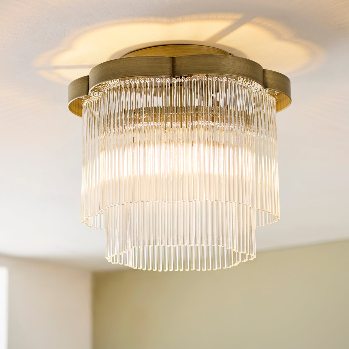 Endon Lucille Flush Antique brass & clear glass