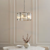 Endon Ridgeton Scallop 3lt Pendant Antique brass plate & clear ribbed glass