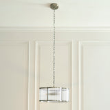 Endon Ridgeton Scallop 3lt Pendant Antique brass plate & clear ribbed glass