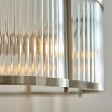 Endon Ridgeton Scallop 3lt Pendant Antique brass plate & clear ribbed glass