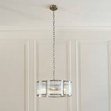 Endon Ridgeton Scallop 5lt Pendant Antique brass plate & clear ribbed glass