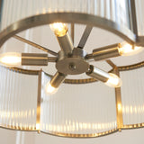 Endon Ridgeton Scallop 5lt Pendant Antique brass plate & clear ribbed glass