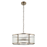 Endon Ridgeton Scallop 5lt Pendant Antique brass plate & clear ribbed glass