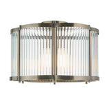 Endon Ridgeton Scallop Flush Antique brass plate & clear ribbed glass