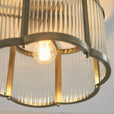 Endon Ridgeton Scallop Flush Antique brass plate & clear ribbed glass