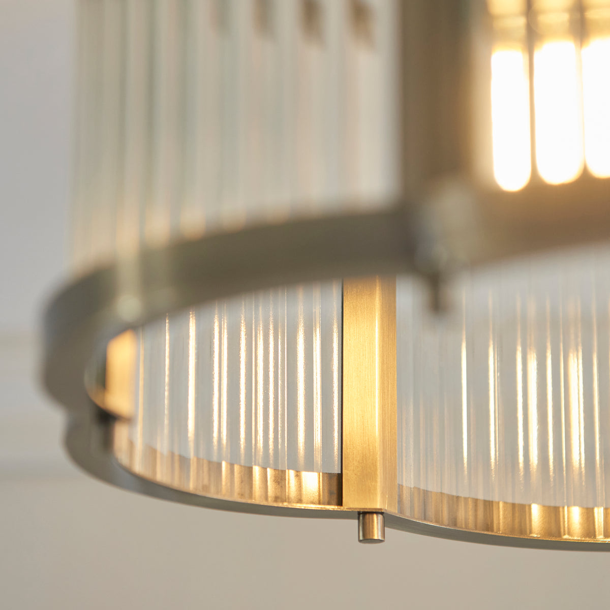 Endon Ridgeton Scallop Flush Antique brass plate & clear ribbed glass