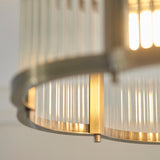 Endon Ridgeton Scallop Flush Antique brass plate & clear ribbed glass