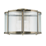 Endon Ridgeton Scallop Flush Antique brass plate & clear ribbed glass