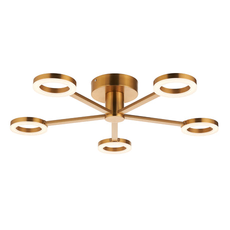 Endon Scout 5lt Semi Flush Warm brass plate & frosted pc
