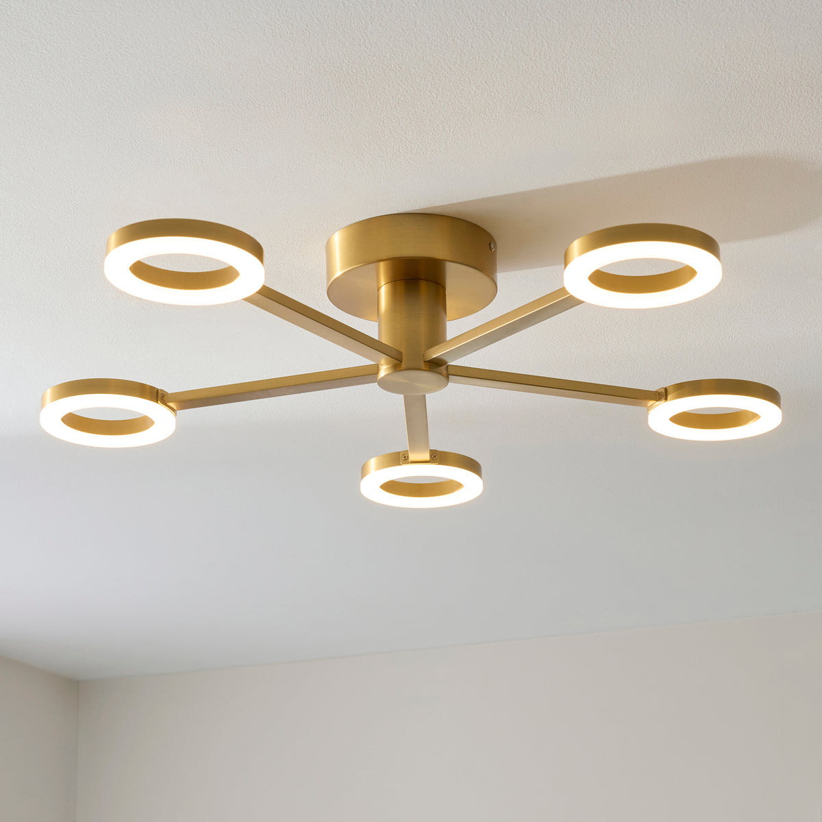 Endon Scout 5lt Semi Flush Warm brass plate & frosted pc
