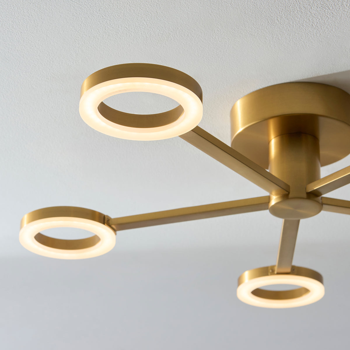Endon Scout 5lt Semi Flush Warm brass plate & frosted pc