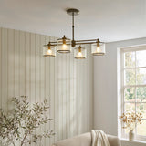 Endon Ridgeton 4lt Pendant Antique brass plate & clear ribbed glass