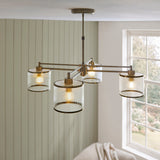 Endon Ridgeton 4lt Pendant Antique brass plate & clear ribbed glass