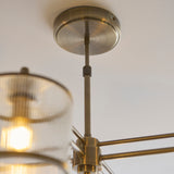 Endon Ridgeton 4lt Pendant Antique brass plate & clear ribbed glass