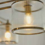 Endon Ridgeton 4lt Pendant Antique brass plate & clear ribbed glass