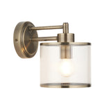 Endon Ridgeton Armed Wall Antique brass plate & clear ribbed glass
