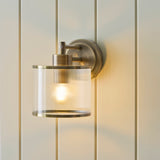 Endon Ridgeton Armed Wall Antique brass plate & clear ribbed glass
