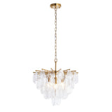Endon Loretta 3lt Pendant Brushed aged brass plate & clear bubble glass