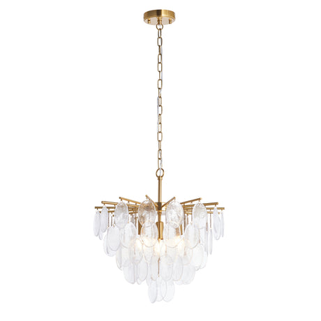 Endon Loretta 3lt Pendant Brushed aged brass plate & clear bubble glass