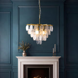 Endon Loretta 3lt Pendant Brushed aged brass plate & clear bubble glass