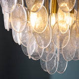 Endon Loretta 3lt Pendant Brushed aged brass plate & clear bubble glass