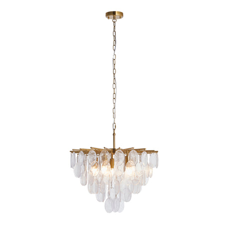 Endon Loretta 5lt Pendant Brushed aged brass plate & clear bubble glass