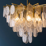 Endon Loretta 5lt Pendant Brushed aged brass plate & clear bubble glass