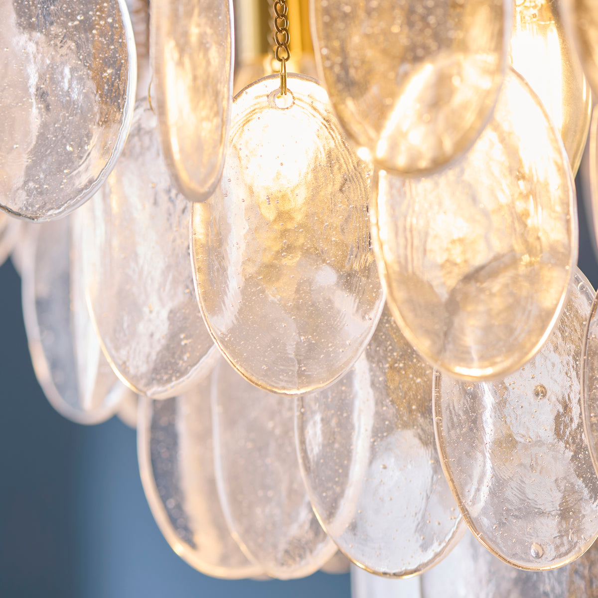 Endon Loretta 5lt Pendant Brushed aged brass plate & clear bubble glass