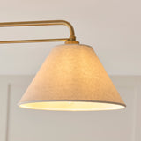 Endon Wallbridge 3lt Semi Flush Brushed aged brass plate & natural linen