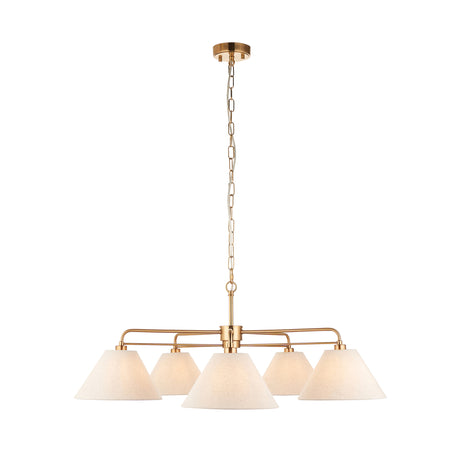 Endon Wallbridge 5lt Pendant Brushed aged brass plate & natural linen