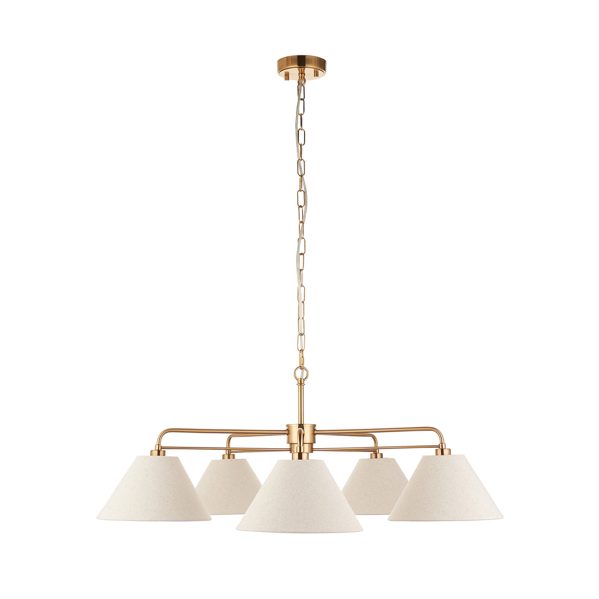 Endon Wallbridge 5lt Pendant Brushed aged brass plate & natural linen