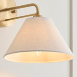 Endon Wallbridge Wall Brushed aged brass plate & natural linen