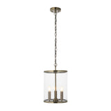 Endon Hebden 3lt Pendant Antique brass plate & clear glass