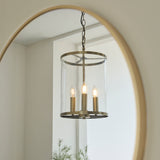 Endon Hebden 3lt Pendant Antique brass plate & clear glass