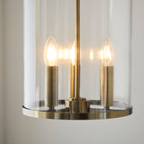 Endon Hebden 3lt Pendant Antique brass plate & clear glass