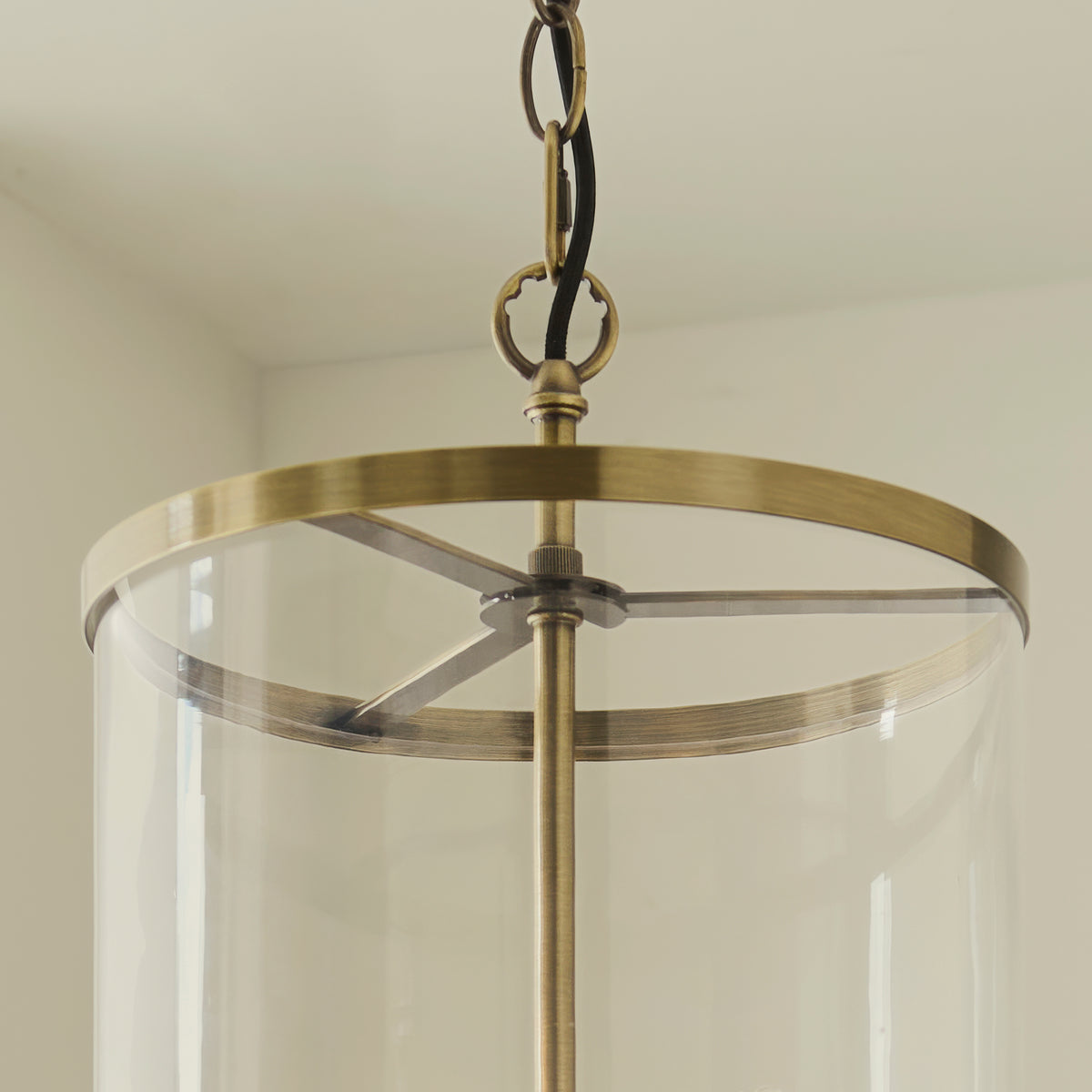 Endon Hebden 3lt Pendant Antique brass plate & clear glass