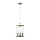 Endon Hebden 3lt Pendant Antique brass plate & clear glass
