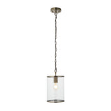 Endon Hebden Pendant Antique brass plate & clear glass