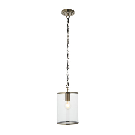Endon Hebden Pendant Antique brass plate & clear glass