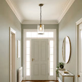 Endon Hebden Pendant Antique brass plate & clear glass